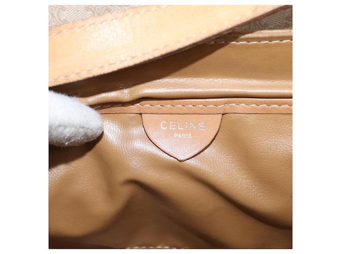 Céline Borsa a Spalla in Tela Macadam CELINE PVC Beige Oro Auth 152108 D'oro - vista 19