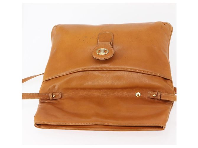 Céline Borsa a Spalla CELINE in Pelle Marrone Oro Auth 152085 D'oro - vista 10
