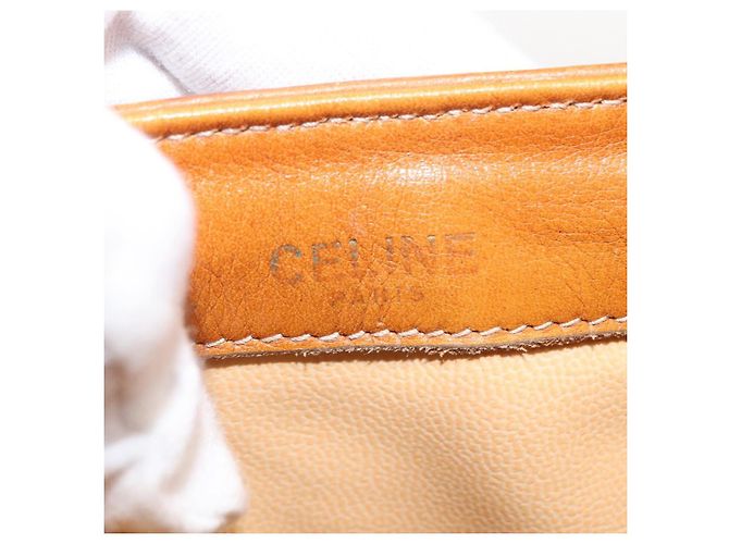 Céline Borsa a Spalla CELINE in Pelle Marrone Oro Auth 152085 D'oro - vista 19