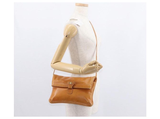 Céline Borsa a Spalla CELINE in Pelle Marrone Oro Auth 152085 D'oro - vista 23