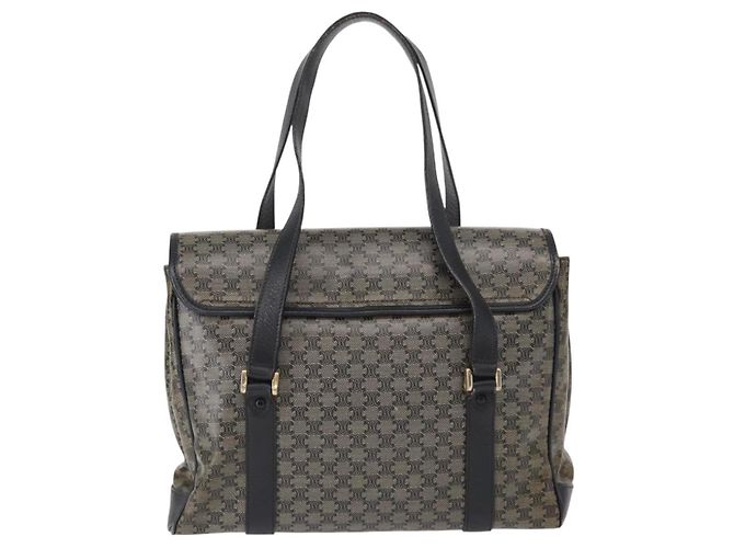 Céline Borsa a Spalla in Tela Macadam CELINE PVC Nero Oro Auth 152036 D'oro - vista 2