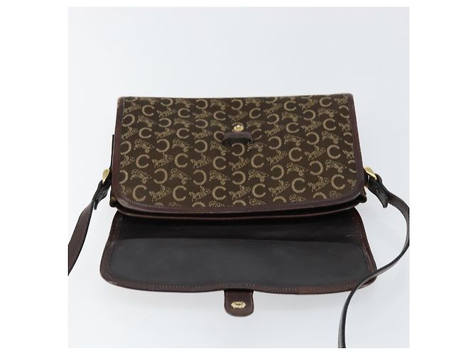Céline Borsa a Spalla Celine C Sulky in Tela Pelle Marrone Oro Auth 151887 D'oro - vista 10