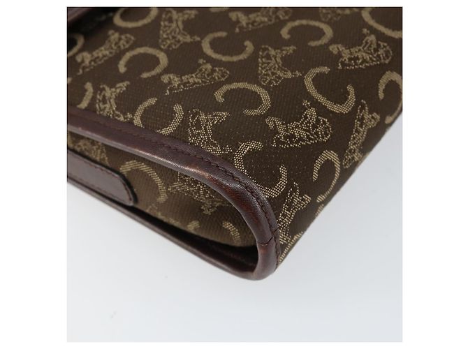 Céline Borsa a Spalla Celine C Sulky in Tela Pelle Marrone Oro Auth 151887 D'oro - vista 14