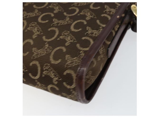 Céline Borsa a Spalla Celine C Sulky in Tela Pelle Marrone Oro Auth 151887 D'oro - vista 15