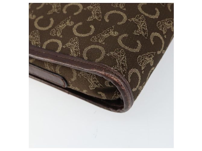 Céline Borsa a Spalla Celine C Sulky in Tela Pelle Marrone Oro Auth 151887 D'oro - vista 16