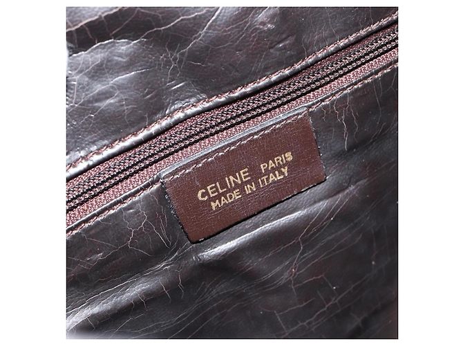Céline Borsa a Spalla Celine C Sulky in Tela Pelle Marrone Oro Auth 151887 D'oro - vista 18