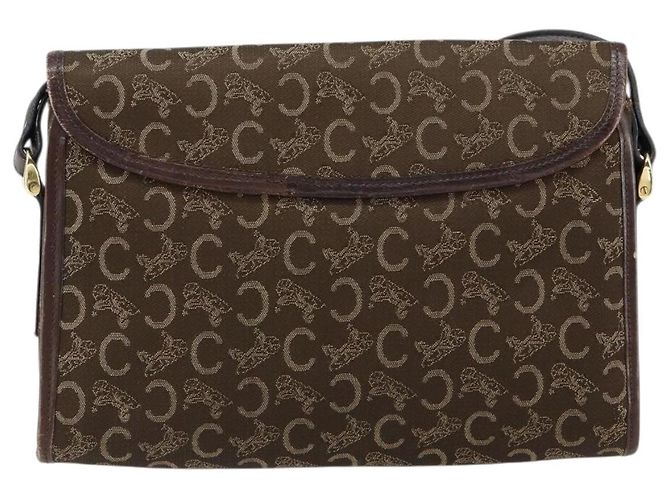 Céline Borsa a Spalla Celine C Sulky in Tela Pelle Marrone Oro Auth 151887 D'oro - vista 2