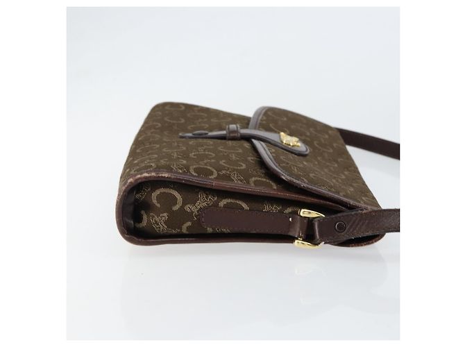 Céline Borsa a Spalla Celine C Sulky in Tela Pelle Marrone Oro Auth 151887 D'oro - vista 3