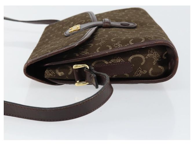 Céline Borsa a Spalla Celine C Sulky in Tela Pelle Marrone Oro Auth 151887 D'oro - vista 4