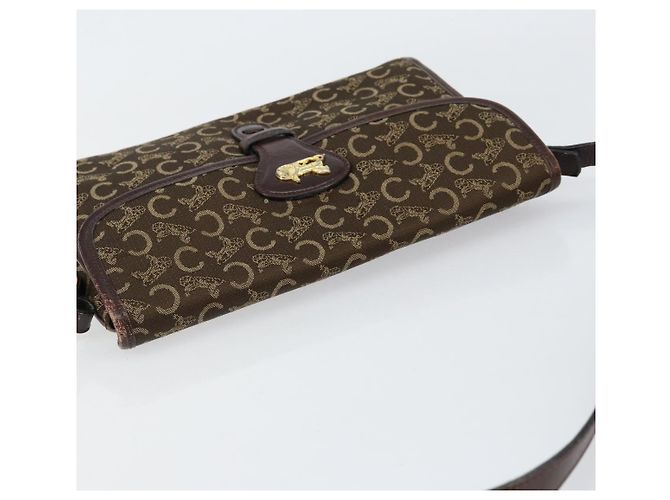 Céline Borsa a Spalla Celine C Sulky in Tela Pelle Marrone Oro Auth 151887 D'oro - vista 6