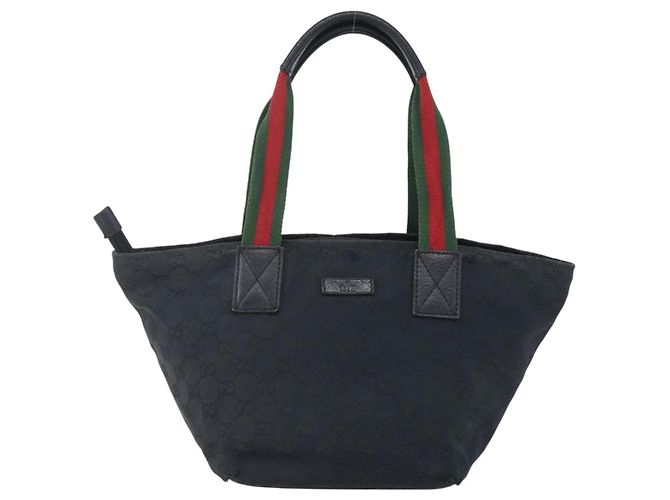 Borsa a mano Gucci GG Canvas Web Sherry Line Nero Rosso Verde 131228 Auth 152084 - vista 13