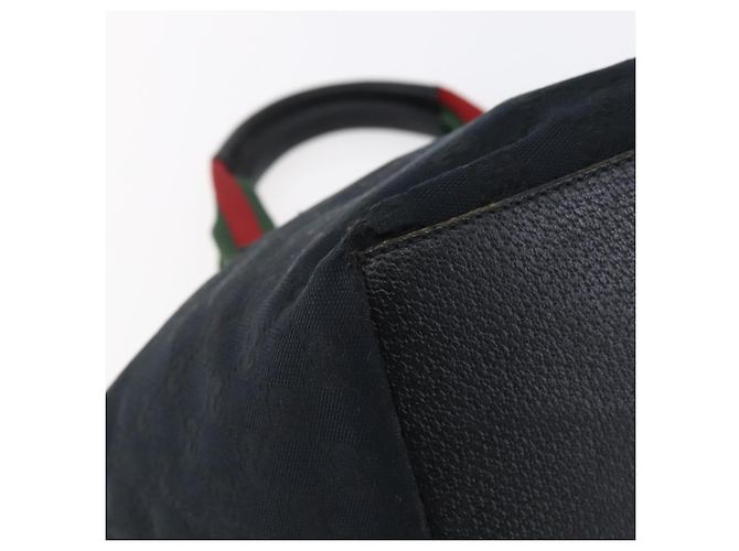 Borsa a mano Gucci GG Canvas Web Sherry Line Nero Rosso Verde 131228 Auth 152084 - vista 14