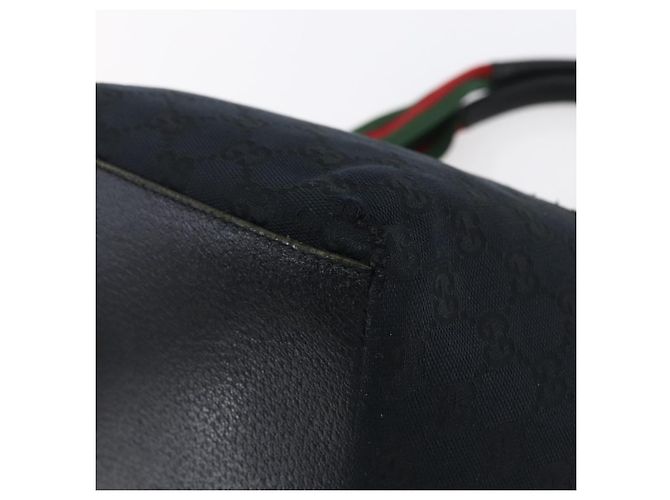 Borsa a mano Gucci GG Canvas Web Sherry Line Nero Rosso Verde 131228 Auth 152084 - vista 15