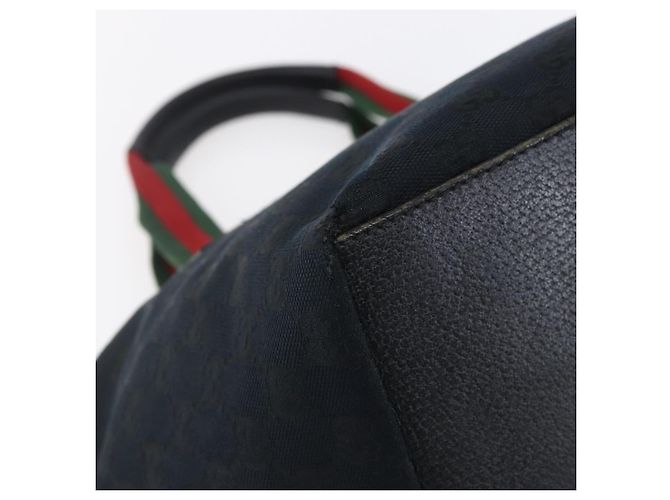 Borsa a mano Gucci GG Canvas Web Sherry Line Nero Rosso Verde 131228 Auth 152084 - vista 16