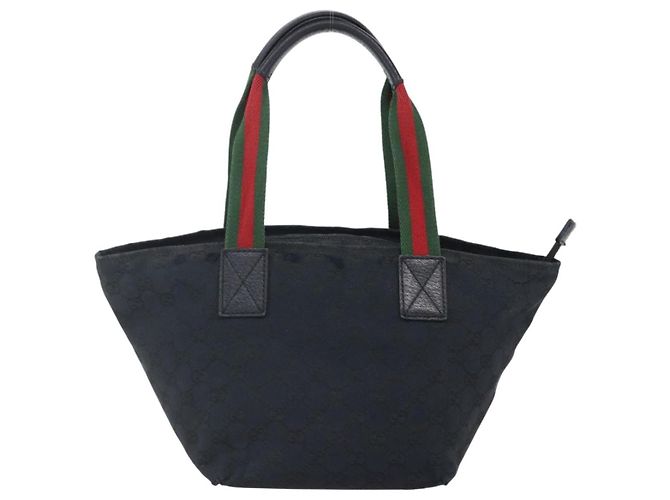 Borsa a mano Gucci GG Canvas Web Sherry Line Nero Rosso Verde 131228 Auth 152084 - vista 2