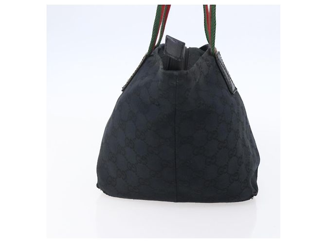 Borsa a mano Gucci GG Canvas Web Sherry Line Nero Rosso Verde 131228 Auth 152084 - vista 3