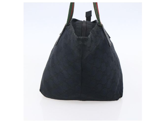 Borsa a mano Gucci GG Canvas Web Sherry Line Nero Rosso Verde 131228 Auth 152084 - vista 4
