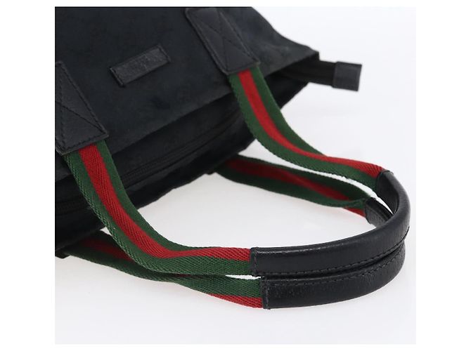 Borsa a mano Gucci GG Canvas Web Sherry Line Nero Rosso Verde 131228 Auth 152084 - vista 7