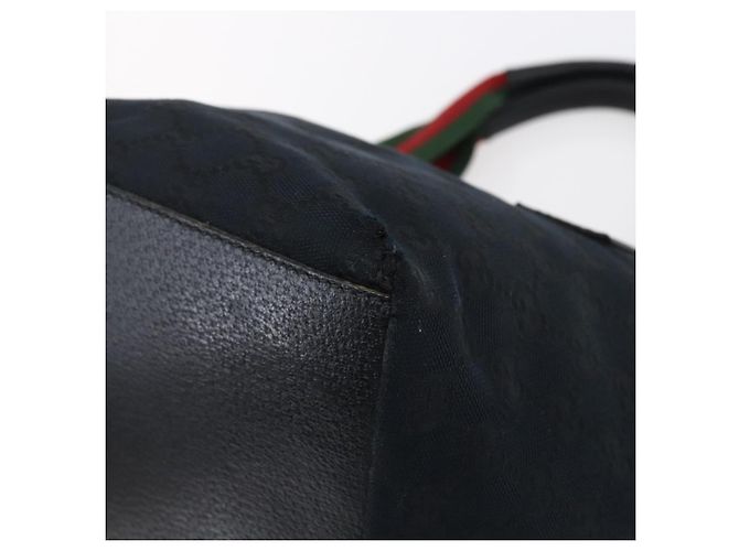 Borsa a mano Gucci GG Canvas Web Sherry Line Nero Rosso Verde 131228 Auth 152084 - vista 9