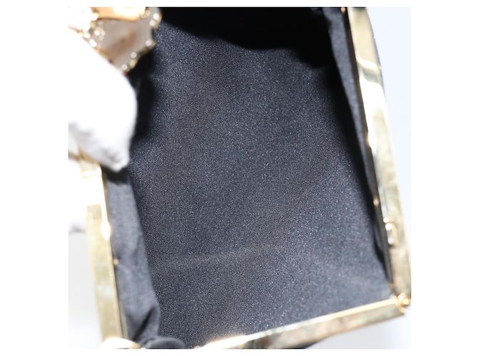 VALENTINO Borsa a Mano Satin Marrone Oro Auth bs30808 D'oro - vista 12