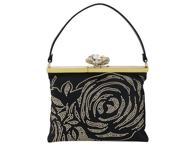 VALENTINO Borsa a Mano Satin Marrone Oro Auth bs30808 D'oro - vista 13