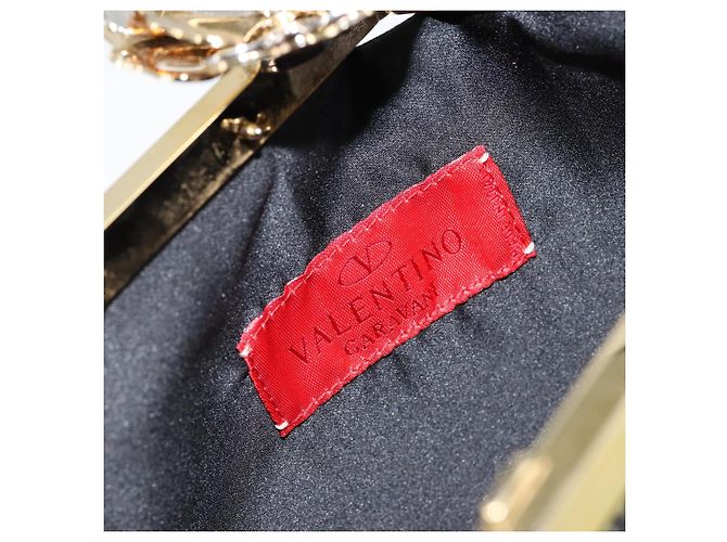 VALENTINO Borsa a Mano Satin Marrone Oro Auth bs30808 D'oro - vista 17