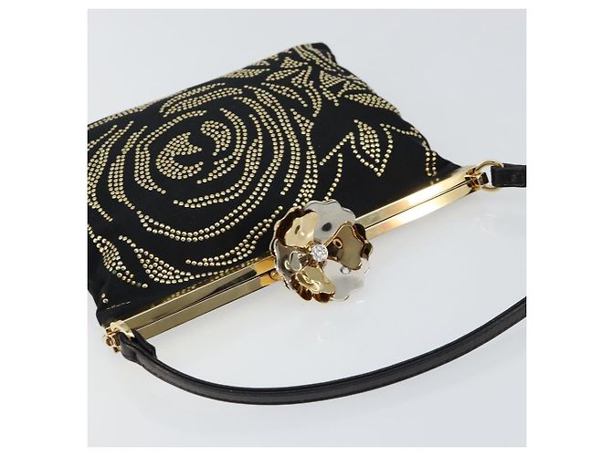 VALENTINO Borsa a Mano Satin Marrone Oro Auth bs30808 D'oro - vista 6