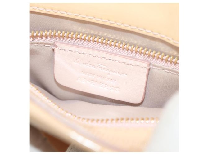 Borsa a Mano Salvatore Ferragamo Smalto 2 vie Beige Oro Auth BA7537 - vista 12
