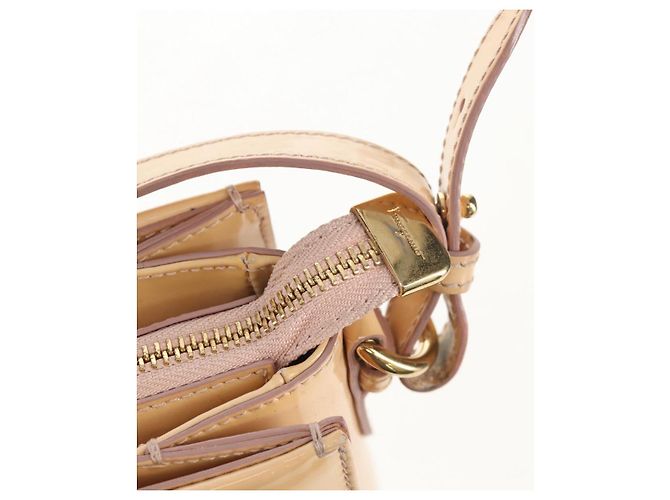 Borsa a Mano Salvatore Ferragamo Smalto 2 vie Beige Oro Auth BA7537 - vista 22