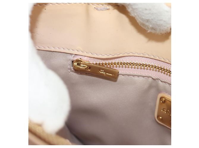Borsa a Mano Salvatore Ferragamo Smalto 2 vie Beige Oro Auth BA7537 - vista 27
