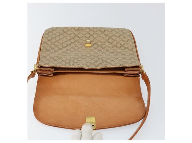 Céline Borsa a Spalla in Tela Macadam CELINE in Pelle PVC Beige Oro Auth BA7520 D'oro - vista 10