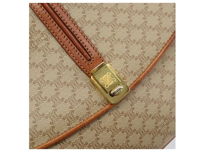 Céline Borsa a Spalla in Tela Macadam CELINE in Pelle PVC Beige Oro Auth BA7520 D'oro - vista 18