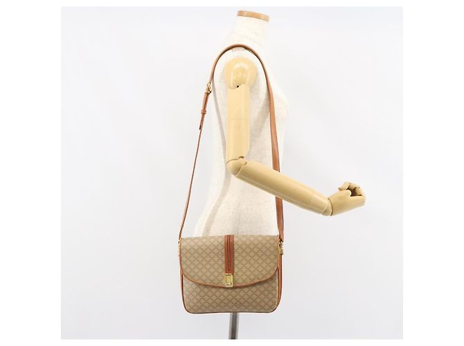 Céline Borsa a Spalla in Tela Macadam CELINE in Pelle PVC Beige Oro Auth BA7520 D'oro - vista 25