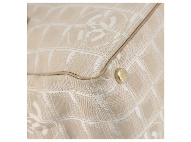 CHANEL Nuova Borsa Tote da Viaggio Nylon Beige Oro CC Auth ep11691 D'oro - vista 14