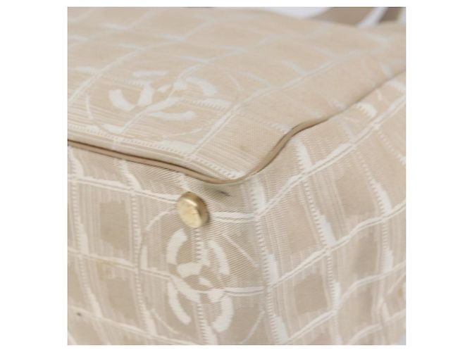 CHANEL Nuova Borsa Tote da Viaggio Nylon Beige Oro CC Auth ep11691 D'oro - vista 15