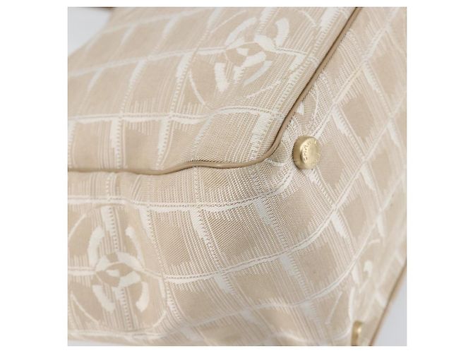 CHANEL Nuova Borsa Tote da Viaggio Nylon Beige Oro CC Auth ep11691 D'oro - vista 16