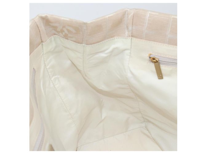 CHANEL Nuova Borsa Tote da Viaggio Nylon Beige Oro CC Auth ep11691 D'oro - vista 18