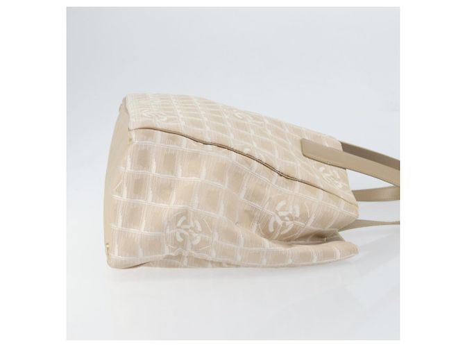 CHANEL Nuova Borsa Tote da Viaggio Nylon Beige Oro CC Auth ep11691 D'oro - vista 3