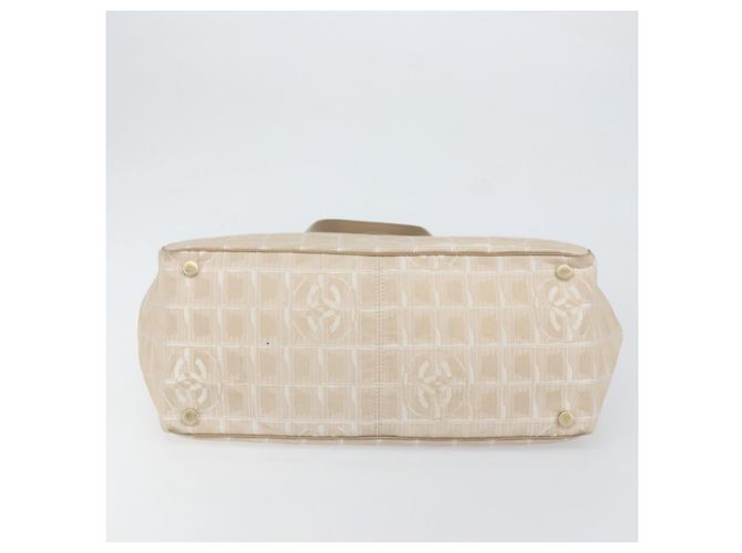 CHANEL Nuova Borsa Tote da Viaggio Nylon Beige Oro CC Auth ep11691 D'oro - vista 5