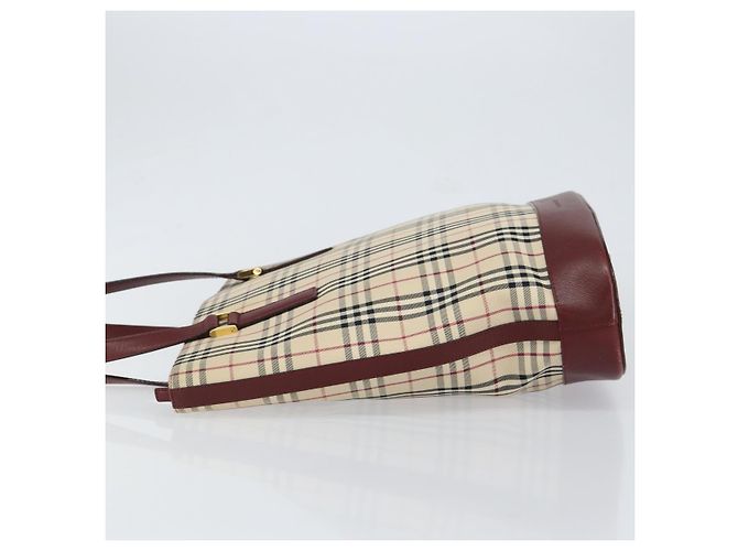 Burberry Borsa Tote Nova Check in Tela e Pelle Beige Oro Auth ep11704 D'oro - vista 4