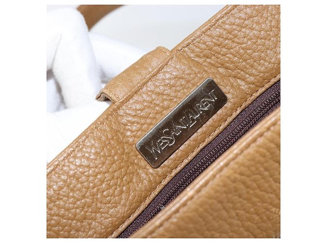 SAINT LAURENT Borsa a mano in pelle marrone Auth 149374 - vista 10