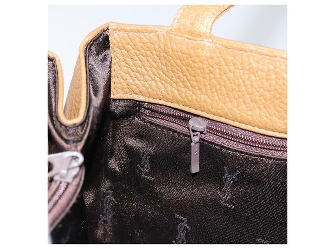 SAINT LAURENT Borsa a mano in pelle marrone Auth 149374 - vista 21