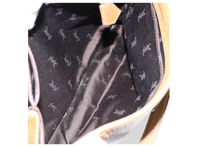 SAINT LAURENT Borsa a mano in pelle marrone Auth 149374 - vista 24