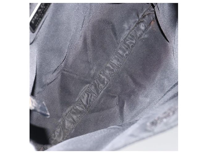 Bolsa de Ombro PRADA Nylon Preto Prata Autêntica 149732 - vista 10