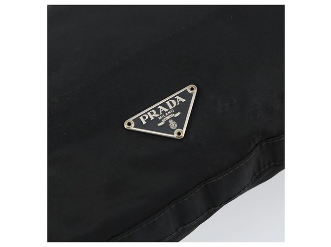 Bolsa de Ombro PRADA Nylon Preto Prata Autêntica 149732 - vista 17