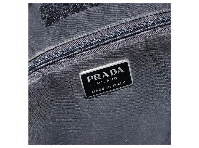 Bolsa de Ombro PRADA Nylon Preto Prata Autêntica 149732 - vista 18