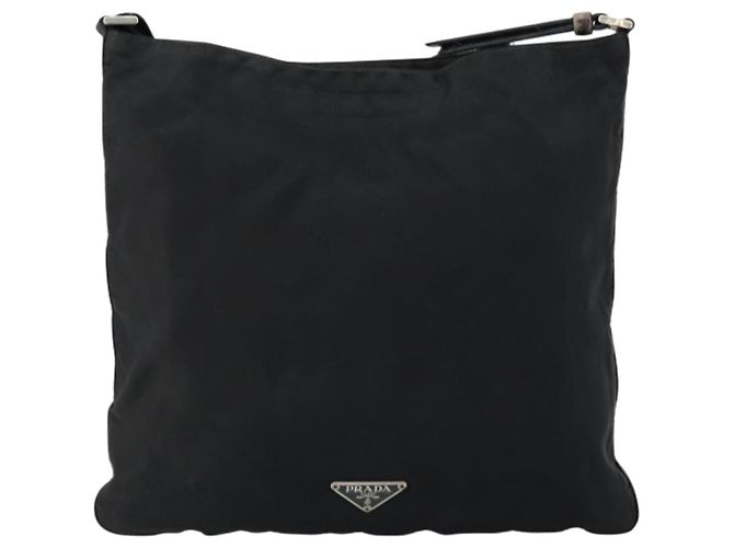 Bolsa de Ombro PRADA Nylon Preto Prata Autêntica 149732 - vista 2