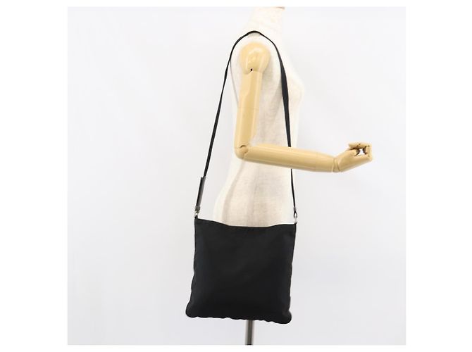 Bolsa de Ombro PRADA Nylon Preto Prata Autêntica 149732 - vista 23