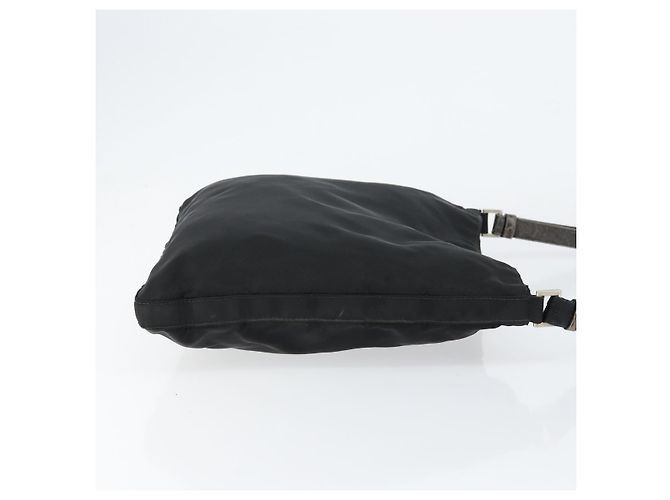 Bolsa de Ombro PRADA Nylon Preto Prata Autêntica 149732 - vista 3