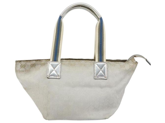 GUCCI GG Canvas Sherry Line Tote Bag Silber 131228 Auth bs30945 - Ansicht 2